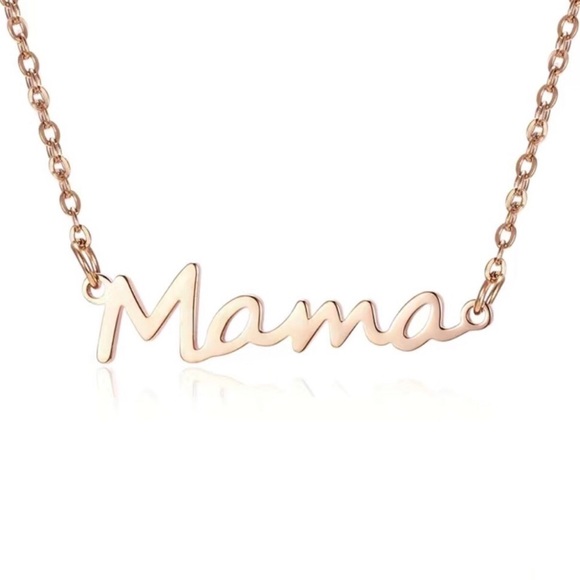 unbranded Jewelry - Mama Bar Necklace Cursive Rose Gold